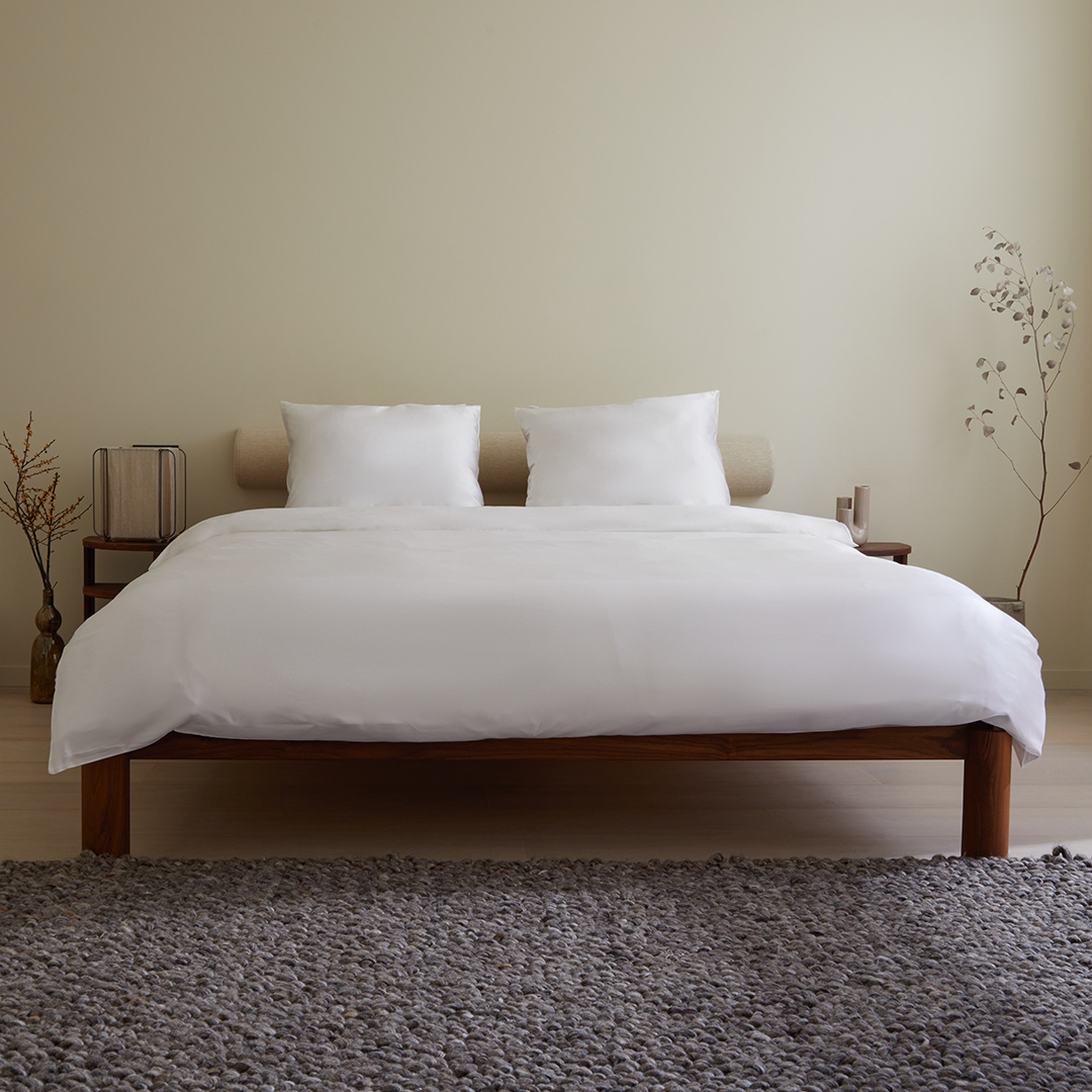 Biohack World White Silk Duvet Cover On Bed