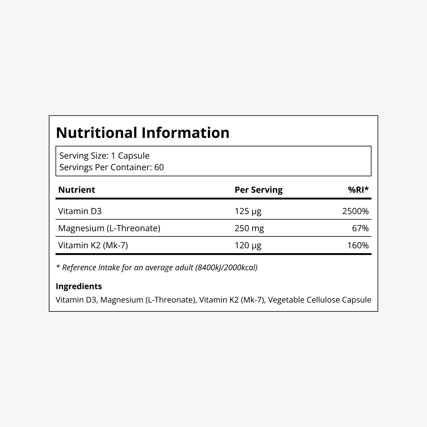 DoNotAge Pure Vitamin D3, K2 & Magnesium Label