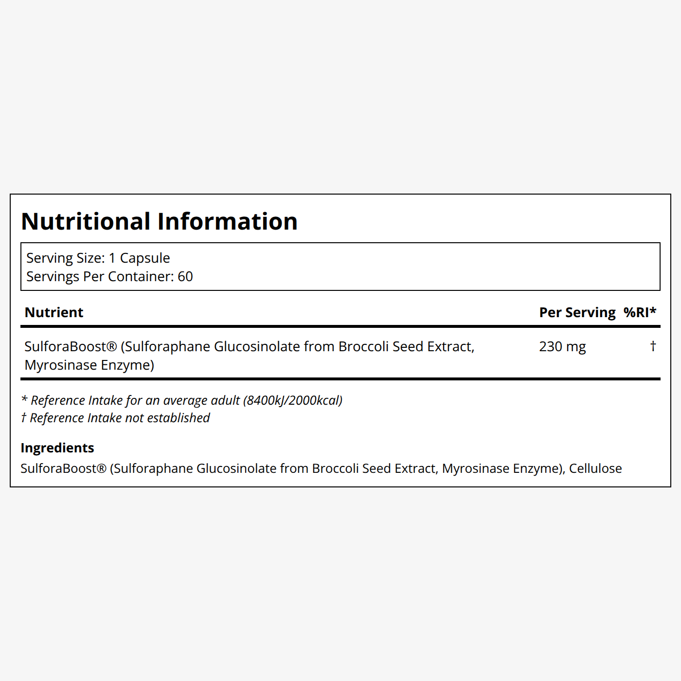 DoNotAge SulforaBoost Label
