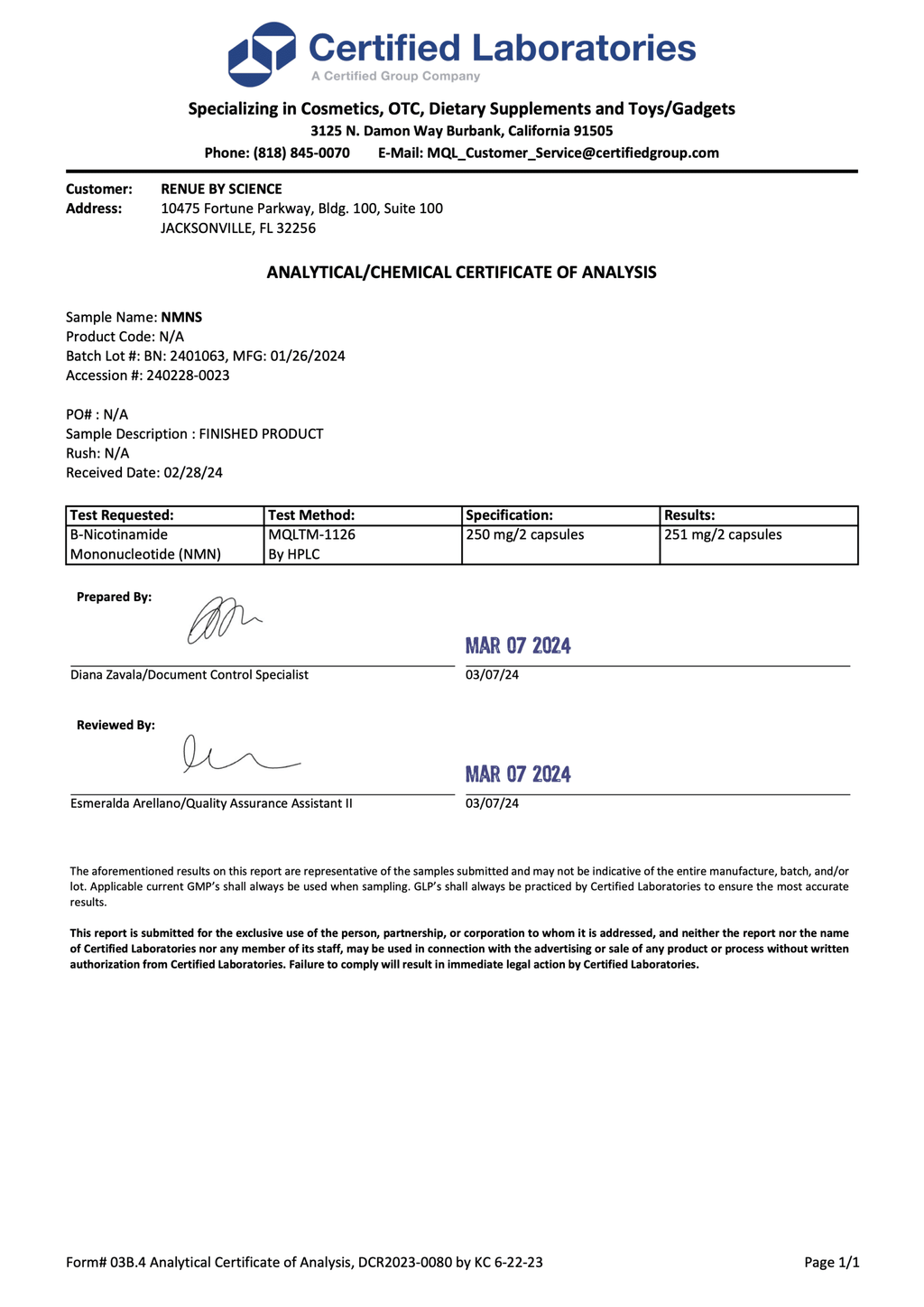 NMNs (Fast Dissolve Sublingual Tabs) 125 mg