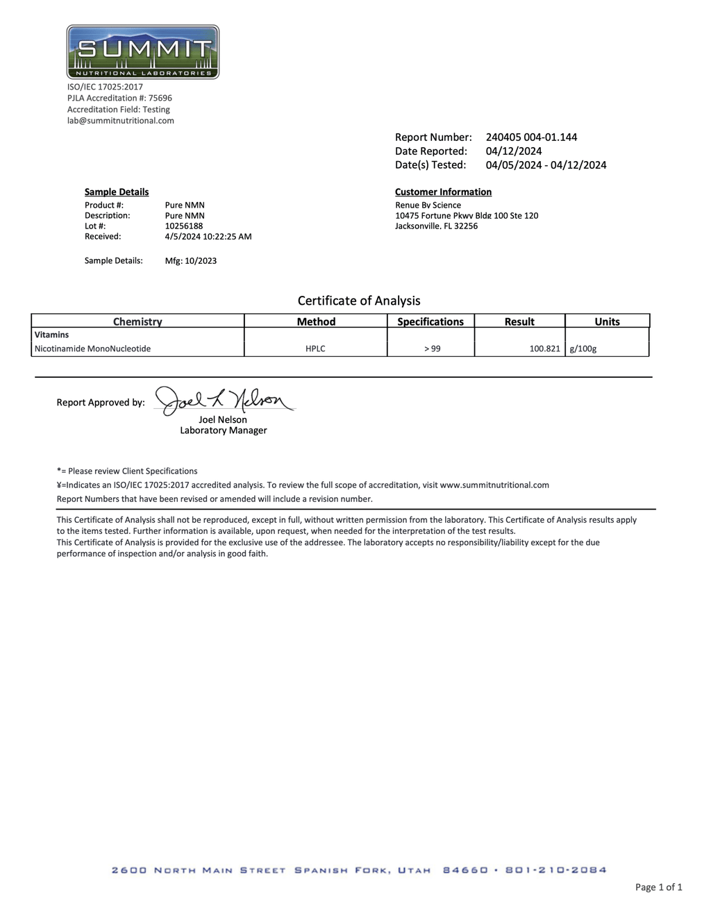 NMN (Nicotinamide Mononucleotide) Pure Powder